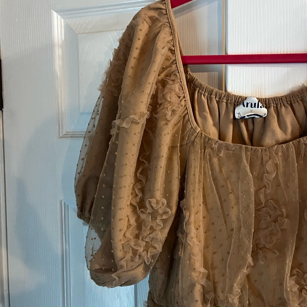 Puff Sleeve Ruffled Mini Dress - Picture 3 of 4